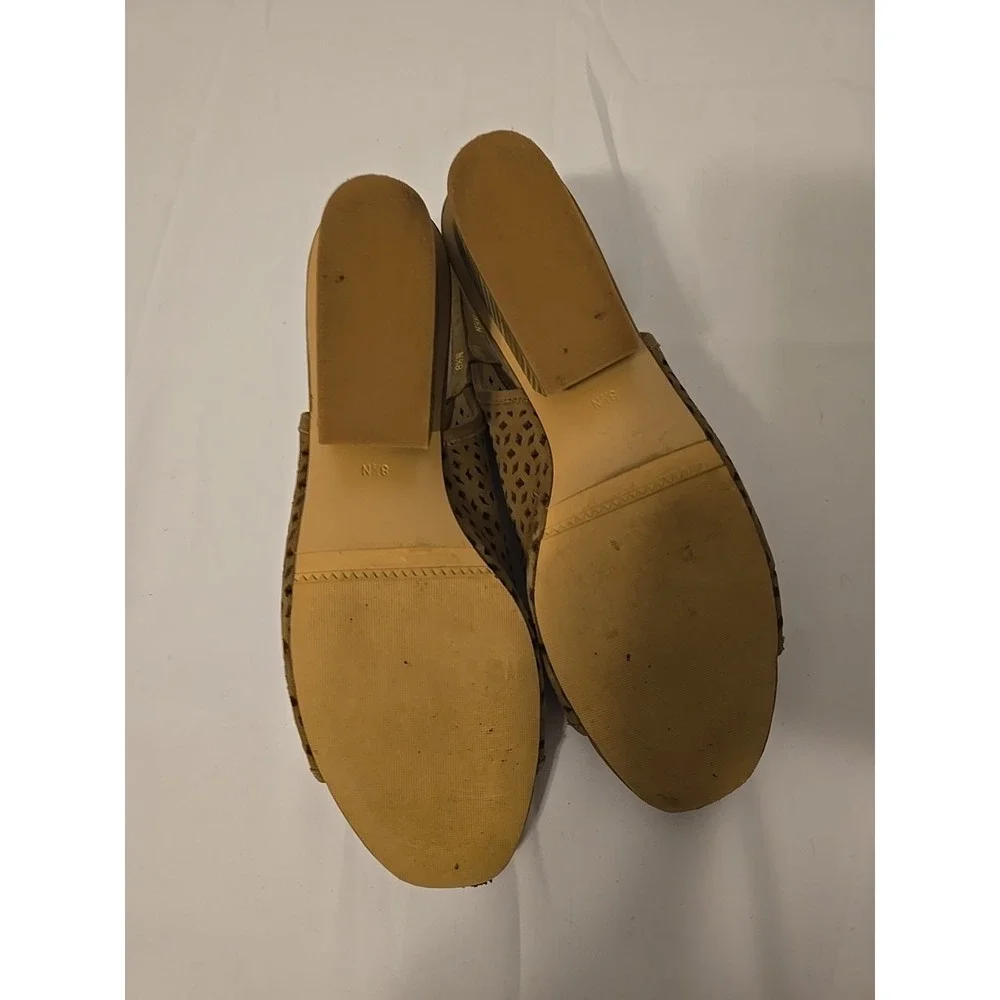 Van Eli Candra Women's Heeled Sandals Shoes Taupe Perforated Nubuck Size 8.5 N